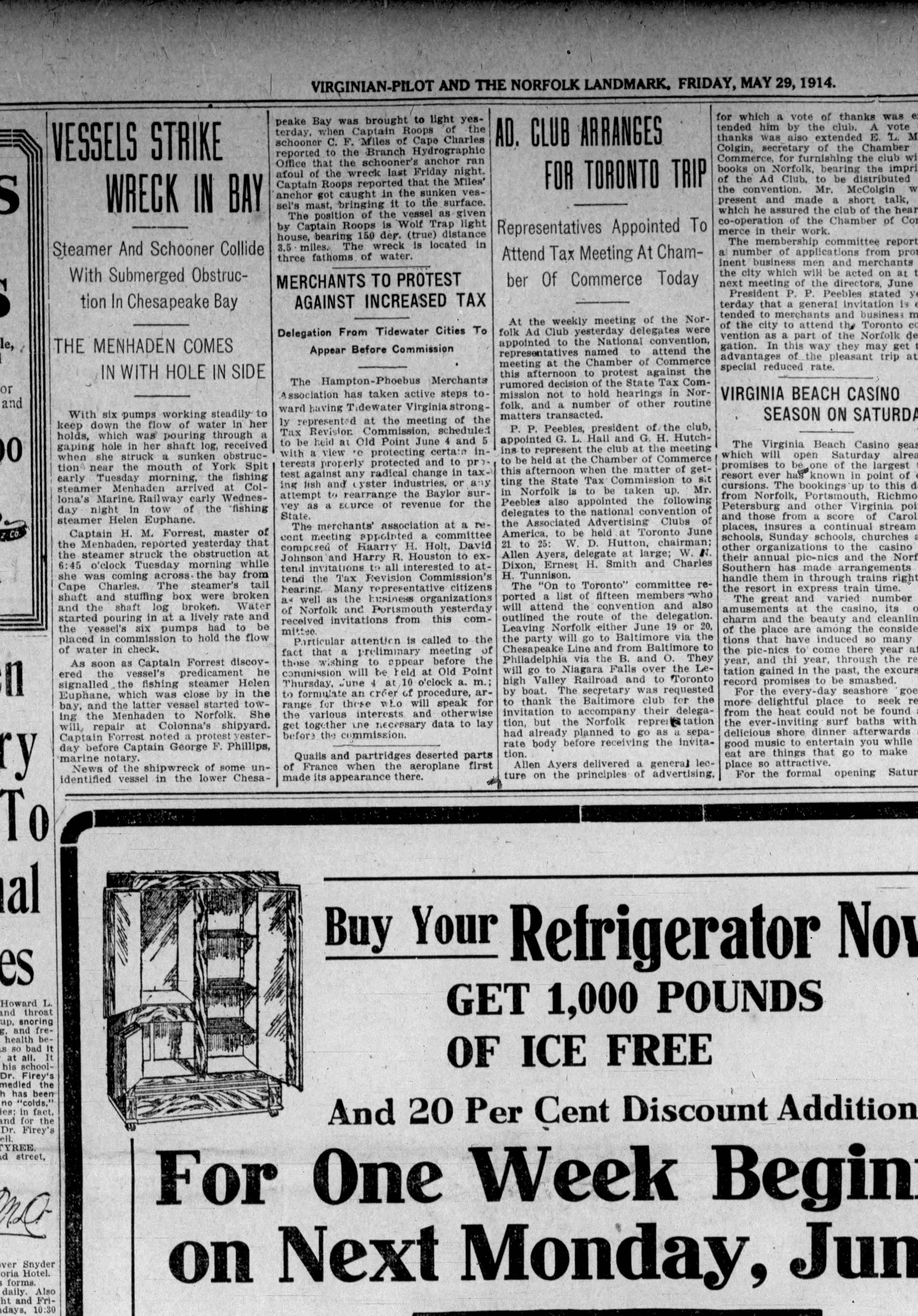 C. F. Miles newspaper article